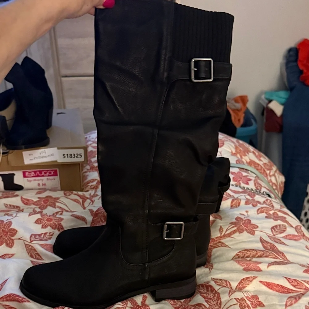 XOXO Black Over the Knee Boots